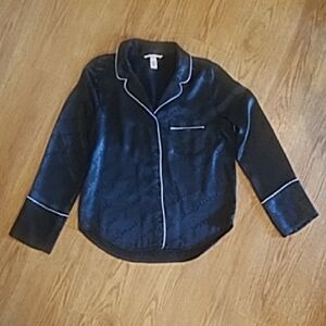 VS Black Satin Pajama Top